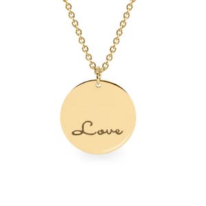 Gold necklace, Personalized Gold Coin Necklace, Engraved Necklace, Medallion Necklace, Engraved Gold Coin Pendant, Gold Disc Necklace