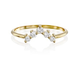 Diamond Wedding Ring, Diamond Gold Ring, Wedding Band, Diamond Jewelry, Thin Ring, Unique Engagement Ring, Minimalist Ring, Stacking ring
