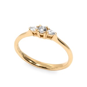 Gold Engagement Ring, 3 Diamond Ring