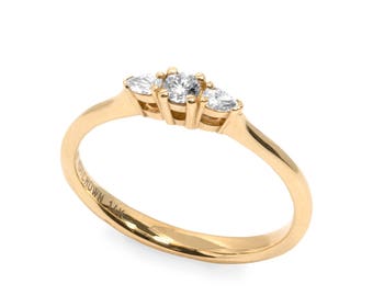 Gold Engagement Ring, 3 Diamond Ring