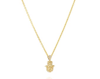 hamsa hand necklace gold Necklace pendant, diamond 14k gold Hand of fatima,