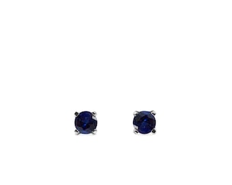 Sapphire Earring, September Birthstone, Gold Stud, 14K Gold Earring, Gold Post, Minimalist Earring, Tiny Stud, Everyday Earring, Round Stud