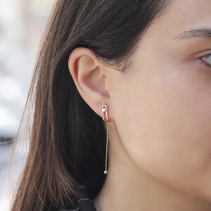 14K Gold Diamond Ear Suspender Cuff Earrings image 3