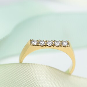 Fünf Diamantring, Diamant Ehering, Dicker Ring, 14K Goldring, Stapelring, Diamantring, Massivgoldring, Diamantband, Versprechensring
