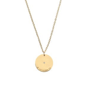 Solid Gold and Diamond Round Disc Necklace image 3