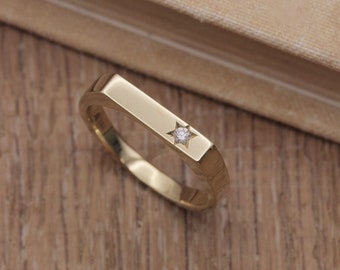 Magen david Diamond Gold Bnd Ring