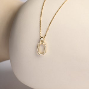 White Diamonds Oval Pendant Necklace image 8