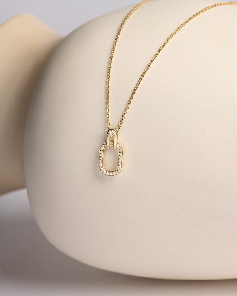 White Diamonds Oval Pendant Necklace image 8