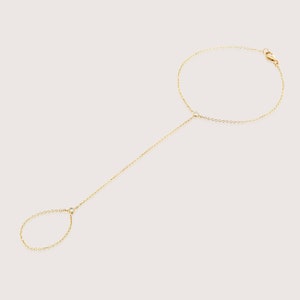 Hand Chain Bracelet 14K Gold with Diamonds image 2