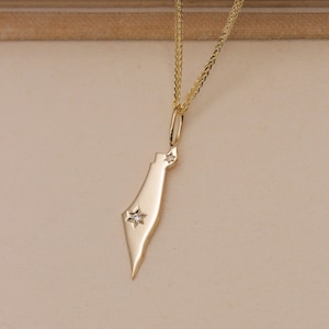 Heiliges Land Israel 14K Gold und Diamant-Gedenk-Halskette