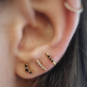 Bar Earring, Bar Stud, 14K Tiny Earring, Small Stud, Gold Post, Minimalist Earring, Gold Diamond Stud, Dainty Earring, Everyday Earring