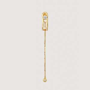 14K Gold Diamond Ear Suspender Cuff Earrings image 8