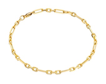 14K Gold Staple Link Bracelet, Minimalist Chain