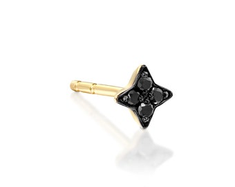 Star Diamond earring, Small Gold Stud Earring, Black Diamond Stud, Star shape, Small Earring, 14K Earring, Black diamonds, Gold Stud earring