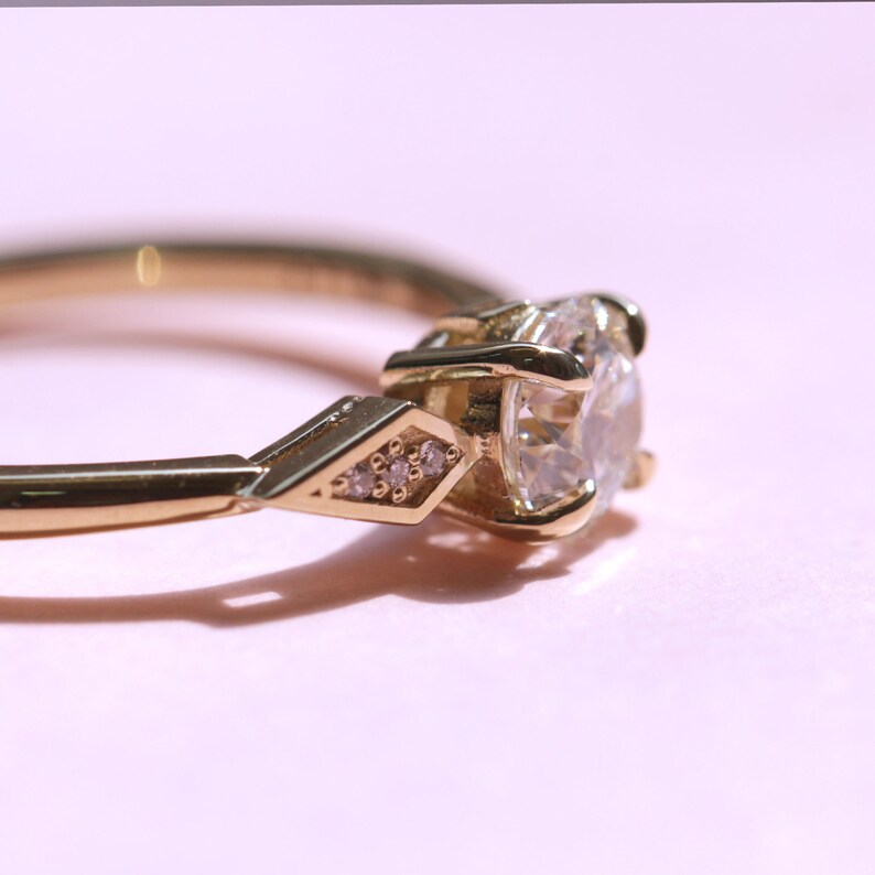 Princess Engagement Ring, Yellow Gold Ring, Wedding Ring, Delicate Ring ...