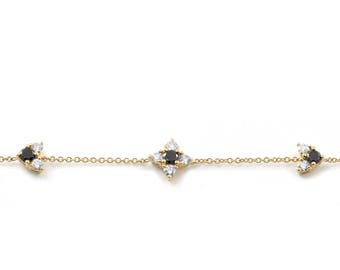 Pulsera de diamantes, pulsera delicada, pulsera de capas, pulsera de dama de honor, regalo de novia, pulsera de oro pequeña, cadena de oro, pulsera de oro rosa