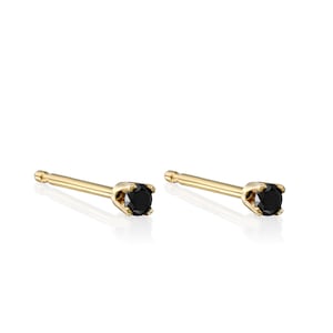 Diamond Earring, Black Diamond, Gold Stud, 14K Gold Earring, Gold Post, Minimalist Earring, Tiny Stud, Everyday Earring, Round Stud