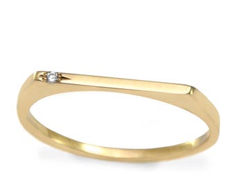 Gold Stacking Ring, Diamond Ring, Wedding Band, Stackable Ring, Unique Wedding Band, Thin Stackable Ring, Thin Ring, Dainty Diamond Ring