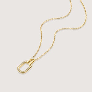 White Diamonds Oval Pendant Necklace image 2