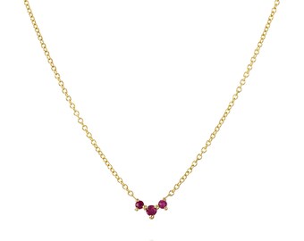 Ruby Necklace, Dainty Necklace, Gold Necklace, Minimalist Necklace, 14K Gold Necklace, July Birthstone, Bezel, Simple Necklace, Gift For Her