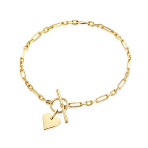 Dainty Gold Heart Pendant Bracelet, Gold Heart Bracelet, Gold Bracelet, Minimalist Bracelet, Chain Bracelet, Staple Bracelet