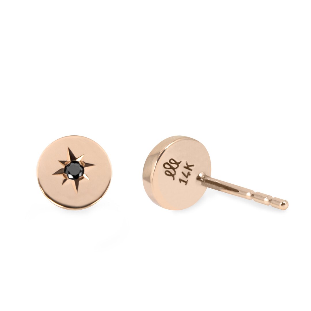 CC Mini Stud Sliver Gold Black Diamond Earring