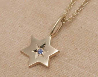 Star of David Blue Topaz Pendant