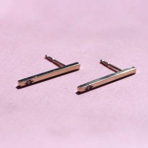 Long Bar Earring, 14K gold Earring, Dainty Earring, diamond star setting