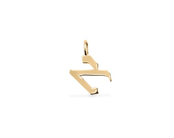 14k Gold Hebrew Letter Pendant Necklace, Custom Initial