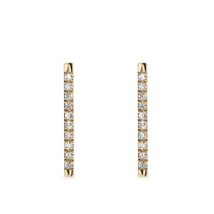 Long Bar Earring, 14K gold Earring, Dainty Earring, White diamonds