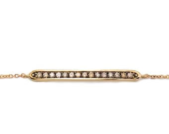 Superposition de bracelets, bracelet en or délicat, bracelet en diamants, bijoux minimalistes, bijoux de mariée, or 14 carats, chaîne en or, diamants cognac