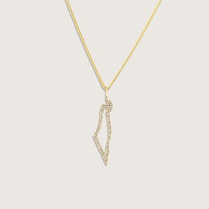 Israel Karte 14K Gold und Diamanten Anhänger Halskette