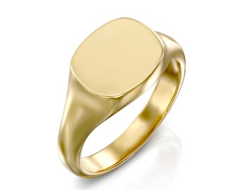 Diamond Ring, Signet Ring, 14K Gold Ring, Solid Gold Ring, Gold Signet, Simple Ring, Husband Ring, Women Birthday Gift, Tiny Diamond