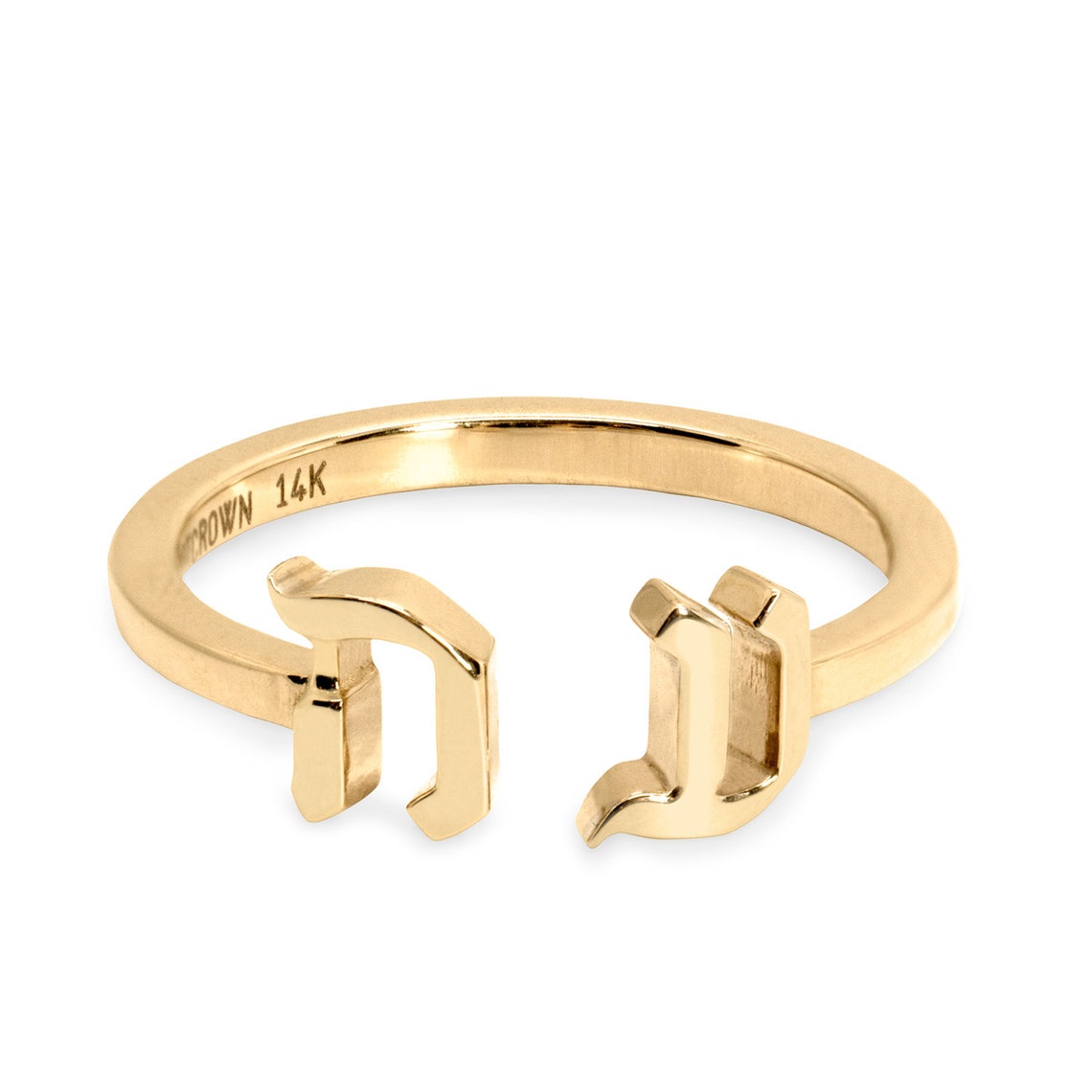 Open Initial Ring Aleph-bet Band Hebrew Letters Gold Women - Etsy