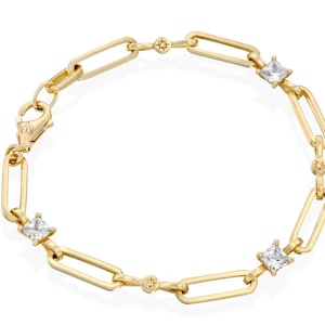 Statement Link  Bracelet 14K Gold with Diamonds