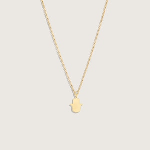 Gold Necklace, Gold Hamsa Necklace, Gold Hand of Fatima Talisman Pendant Necklace, Delicate Dainty Protection Necklace, layering necklace