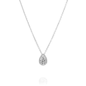 Pear shaped diamond necklace white or yellow 14K gold