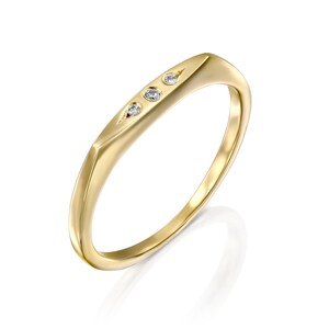 Wedding Band, Delicate Ring, Thin Ring, Minimalist Ring, Tiny Diamond, Stacking Ring, Diamond Band, Solid Gold Ring, Promise Ring For Her