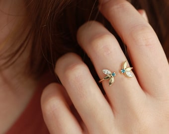 Open Cuff Flower Ring