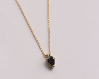 Elegante collar grande de diamantes negros en oro de 14 quilates