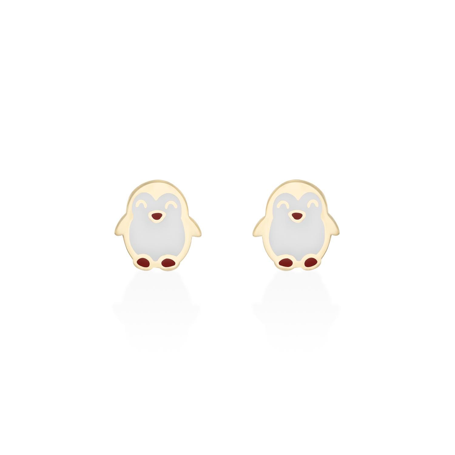 14K Gold Pinguin Mädchen Ohrstecker