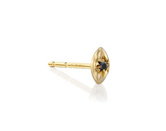 Gold stud, Gold Stud Earring, Minimalist Earring, Diamond Stud, Tiny Diamond, Tiny Black Diamond, Gold Earring, Small Diamond Stud Earring
