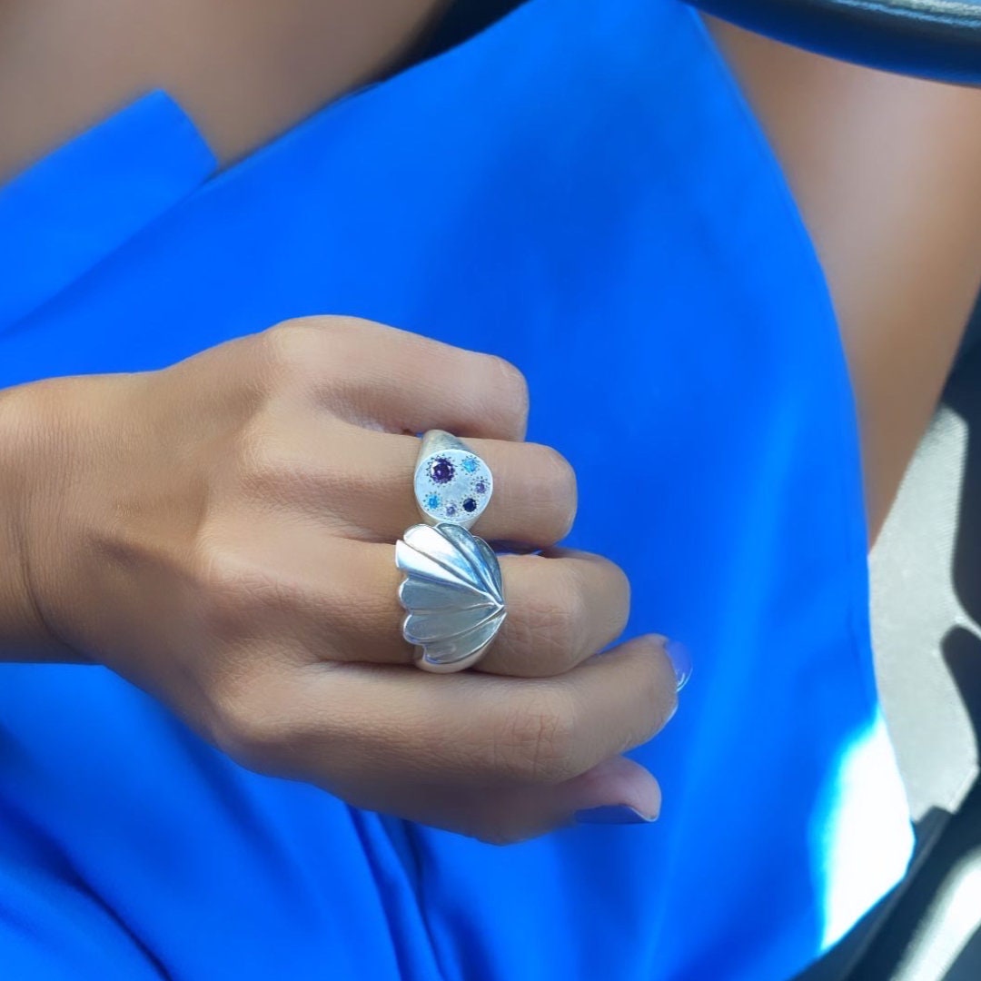 Seashell Ring / Seashell Shape Ring /fan Ring/sterling Silver Etsy