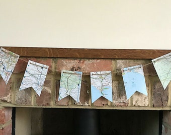 Pennants Rustic Party UK Map Bunting Garland Banner Wedding Decoration