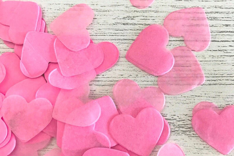 2000 x Pink Heart Tissue Paper Table Decoration / Throwing Confetti Biodegradable / Wedding / Party image 4