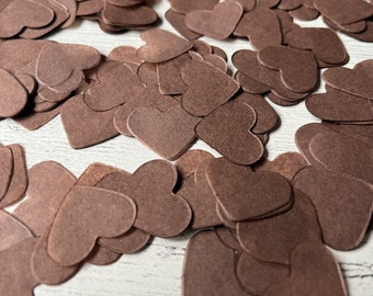 2000 x Chocolate Brown Heart Tissue Paper Table Decoration / Throwing Confetti - Biodegradable / Wedding / Party