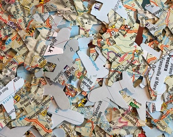 Aeroplane Wedding / Leaving / Bon Voyage / Travel Party Table Top Confetti / Decoration - World Maps / Atlas / Paper / Vintage / Rustic Chic