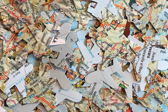 Heart Wedding Table Confetti//Decoration//Sprinkles-London Maps//Atlas//Paper//Rustic