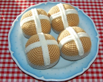 Crochet Pattern: Easter Hot Cross Buns | Fun and Educational Toy Food for Imaginative Play