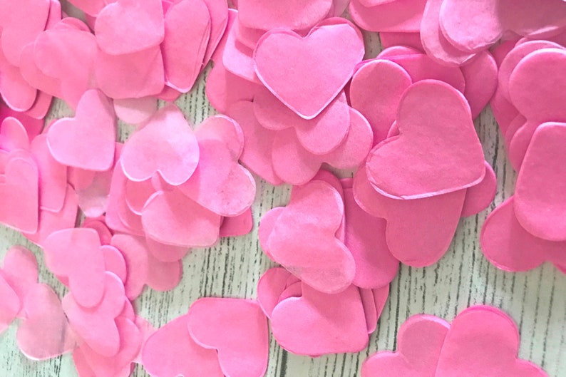 2000 x Pink Heart Tissue Paper Table Decoration / Throwing Confetti Biodegradable / Wedding / Party image 9